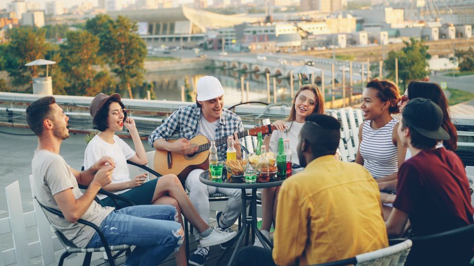Sundown drinks on the roof
